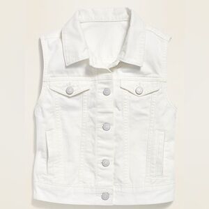 GAP White Denim Sleeveless Vest with Button Details